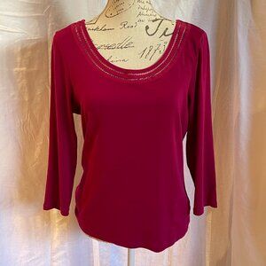 Lauren Ralph Laurent fuchsia pink top 3/4 sleeve size L